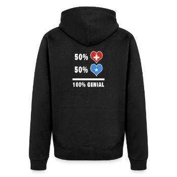Somalia und Schweiz 100% Genial Flagge - Unisex Premium Bio Zip Hoodie - Schwarz - Hinten - Nico (187cm)