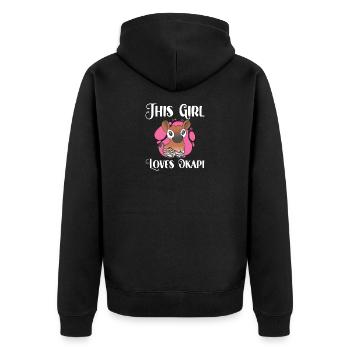This girl loves okapi - Unisex Premium Organic Zip Hoodie - black - Back - Nico (187cm)