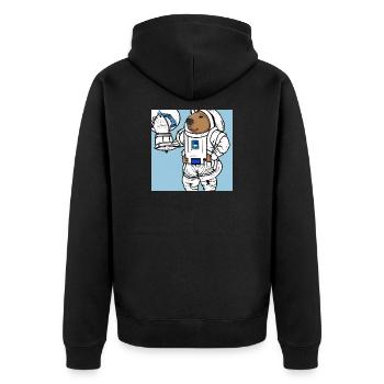Capybara-Astronaut - Unisex Premium Bio Zip Hoodie - Schwarz - Hinten - Nico (187cm)