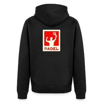 Freizeit Training Spieler Spruch Schläger Padel - Unisex Premium Bio Zip Hoodie - Schwarz - Hinten - Nico (187cm)