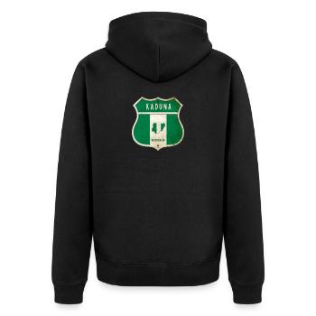 Kaduna Nigeria Wappen Flaggen Design - Unisex Premium Bio Zip Hoodie - Schwarz - Hinten - Nico (187cm)