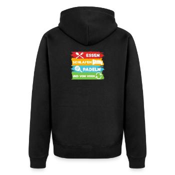 Spieler Statement Padel-Tennis Schläger Turnier - Unisex Premium Bio Zip Hoodie - Schwarz - Hinten - Nico (187cm)