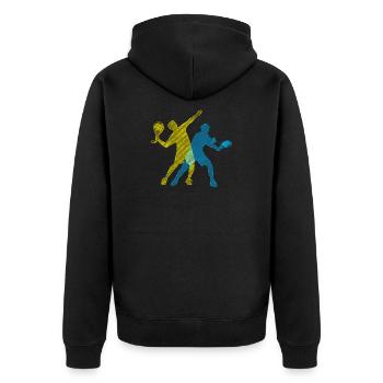 Spieler Padel Padelteam Training Schläger Turnier - Unisex Premium Bio Zip Hoodie - Schwarz - Hinten - Nico (187cm)