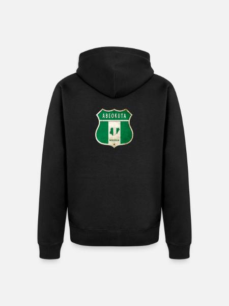 Abeokuta Nigeria coat of arms flag design - Unisex Premium Organic Zip Hoodie - black