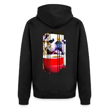 FRENCHIE Chien bouledogue Français - Veste à capuche bio Premium Unisexe - noir - Dos - Nico (187cm)