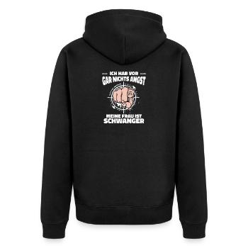 Familienglück Schwanger Eltern Statement Papa - Unisex Premium Bio Zip Hoodie - Schwarz - Hinten - Nico (187cm)