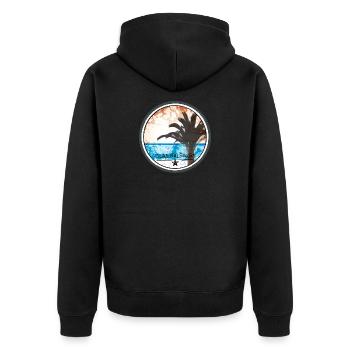 Islas Baleares - Unisex Premium Bio Zip Hoodie - Schwarz - Hinten - Nico (187cm)