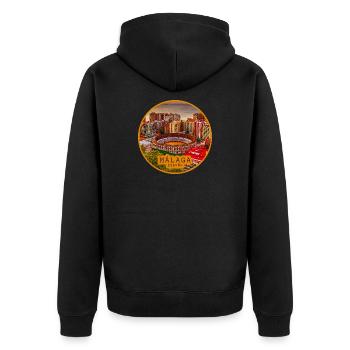 Malaga Bullring Panorama - Unisex Premium Bio Zip Hoodie - Schwarz - Hinten - Nico (187cm)