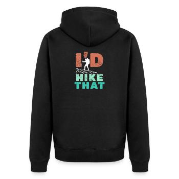 Hiking Hiker Statement Mountain Summit Mountaineering - Unisex Premium Organic Zip Hoodie - black - Back - Nico (187cm)