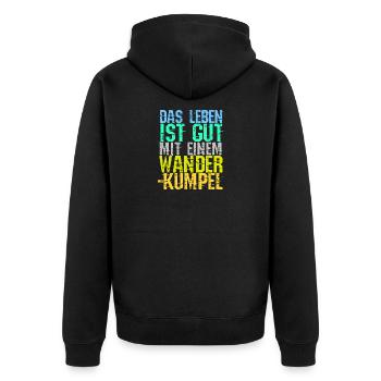 Wandern Wanderrouten Bergwandern Statement Touren - Unisex Premium Bio Zip Hoodie - Schwarz - Hinten - Nico (187cm)