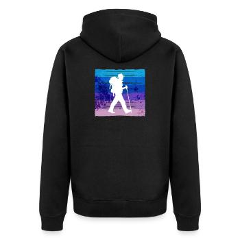 Berggipfel Wanderung Wanderer Wandern Bergsteigen - Unisex Premium Bio Zip Hoodie - Schwarz - Hinten - Nico (187cm)