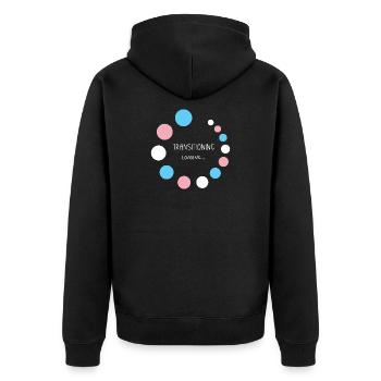 Pride Month - Transitioning... Loading - Unisex Premium Organic Zip Hoodie - black - Back - Nico (187cm)