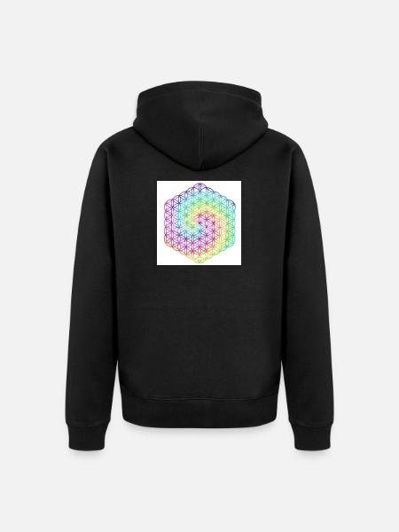 Livets blomst - 5. dimension - Mandala - kærlighed - Premium økologisk unisex-hættejakke - sort