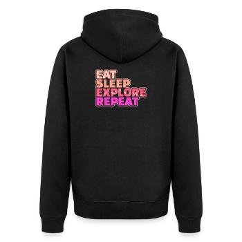 Bergsteigen Wanderer Wanderung Wandern Statement - Unisex Premium Bio Zip Hoodie - Schwarz - Hinten - Nico (187cm)