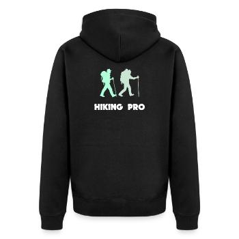 Wanderung Statement Bergwandern Wandern Berggipfel - Unisex Premium Bio Zip Hoodie - Schwarz - Hinten - Nico (187cm)