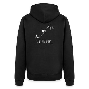 Bergsteigen Statement Wandern Wanderrouten Berge - Unisex Premium Bio Zip Hoodie - Schwarz - Hinten - Nico (187cm)