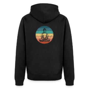 Buddha en Méditation Arc-en-Ciel - Veste à capuche bio Premium Unisexe - noir - Dos - Nico (187cm)