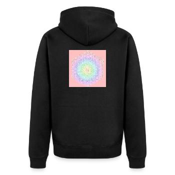 Flower of Life White - 5th Dimension - Unisex Premium Organic Zip Hoodie - black - Back - Nico (187cm)