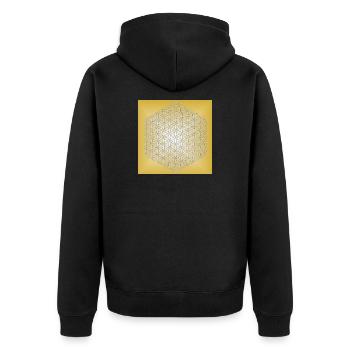 Flower of Life silver - 5th dimension - Unisex Premium Organic Zip Hoodie - black - Back - Nico (187cm)