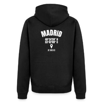 Madrid, Espagne, capitale de l'Espagne - Veste à capuche bio Premium Unisexe - noir - Dos - Nico (187cm)
