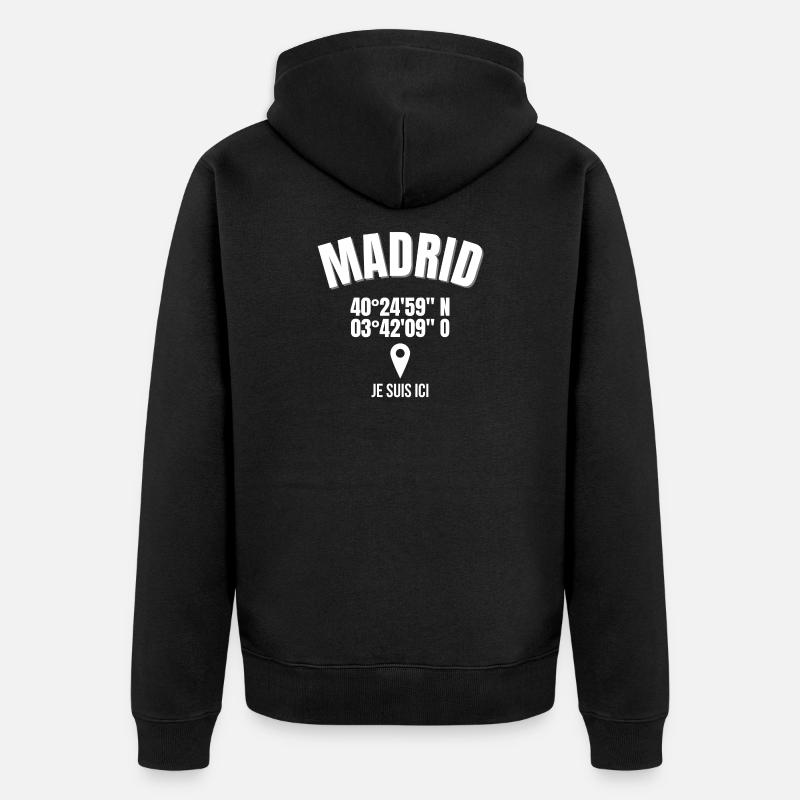 Madrid, Espagne, capitale de l'Espagne - Veste à capuche bio Premium Unisexe - noir