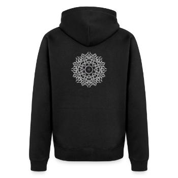 Gotisches Rosetten Kirchenfenster Ornament - Unisex Premium Bio Zip Hoodie - Schwarz - Hinten - Nico (187cm)