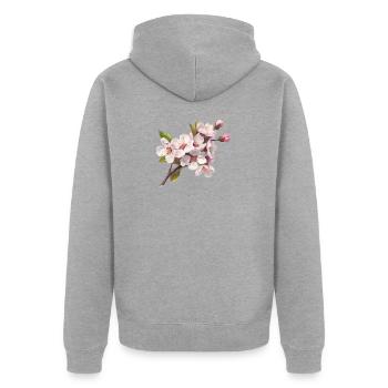 Pastel cherry blossoms - Unisex Premium Organic Zip Hoodie - heather grey - Back - Nico (187cm)
