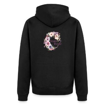 Team Bride Blumenkranz - Unisex Premium Bio Zip Hoodie - Schwarz - Hinten - Nico (187cm)