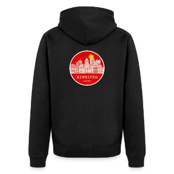 Winnipeg Stadtsilhouette Kreis - Unisex Premium Bio Zip Hoodie - Schwarz - Hinten - Nico (187cm)