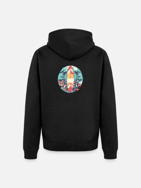 Surfbrett - Unisex Premium Bio Zip Hoodie - Schwarz