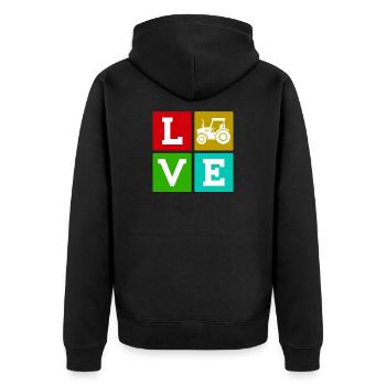 Traktor Landleben Spruch Nutzfahrzeug Landwirt - Unisex Premium Bio Zip Hoodie - Schwarz - Hinten - Nico (187cm)