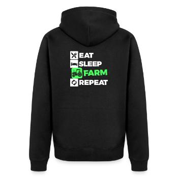Landluft Statement Bauernhof Traktor Feld Fahrzeug - Unisex Premium Bio Zip Hoodie - Schwarz - Hinten - Nico (187cm)