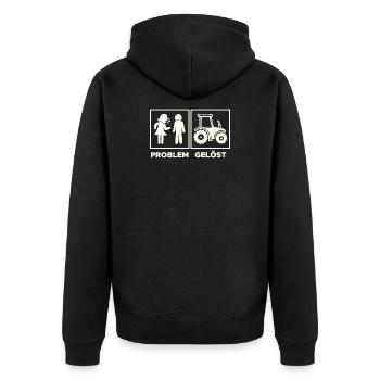 Landwirtschaft Traktor Feld Landleben Statement - Unisex Premium Bio Zip Hoodie - Schwarz - Hinten - Nico (187cm)