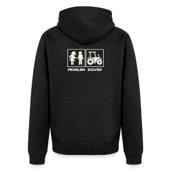 Traktor Statement Nutzfahrzeug Fahrzeug Ackerbau - Unisex Premium Bio Zip Hoodie - Schwarz - Hinten - Nico (187cm)