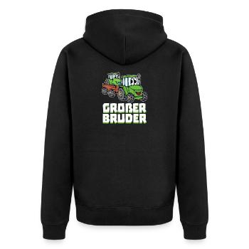 Fahrzeug Statement Traktor Landwirtschaft Biobauer - Unisex Premium Bio Zip Hoodie - Schwarz - Hinten - Nico (187cm)
