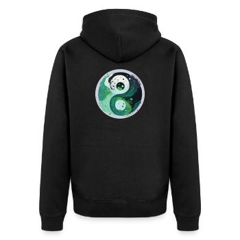 Yin Yang - Unisex Premium Bio Zip Hoodie - Schwarz - Hinten - Nico (187cm)