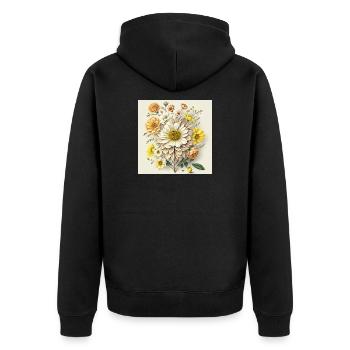 Blumen - Unisex Premium Bio Zip Hoodie - Schwarz - Hinten - Nico (187cm)
