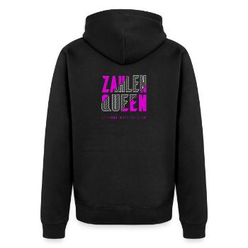 Zahlen Queen - Unisex Premium Bio Zip Hoodie - Schwarz - Hinten - Nico (187cm)