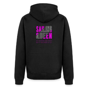 Segel Königin - Unisex Premium Bio Zip Hoodie - Schwarz - Hinten - Nico (187cm)