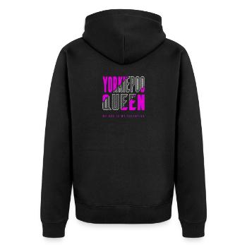 Yorkiepoo Königin - Unisex Premium Bio Zip Hoodie - Schwarz - Hinten - Nico (187cm)