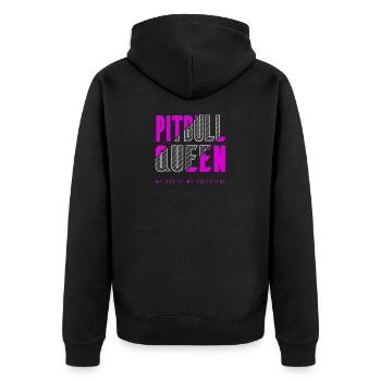 Pitbull Königin - Unisex Premium Bio Zip Hoodie - Schwarz - Hinten - Nico (187cm)