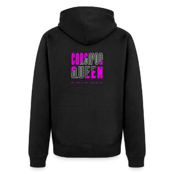 Corgipoo Queen - Unisex Premium Organic Zip Hoodie - black - Back - Nico (187cm)