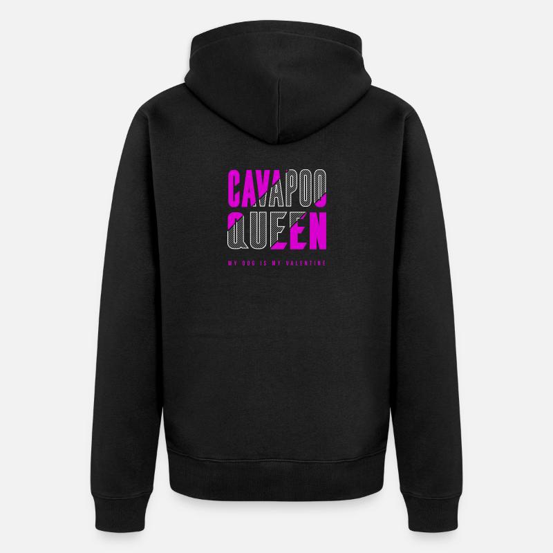 Cavapoo Königin - Unisex Premium Bio Zip Hoodie - Schwarz