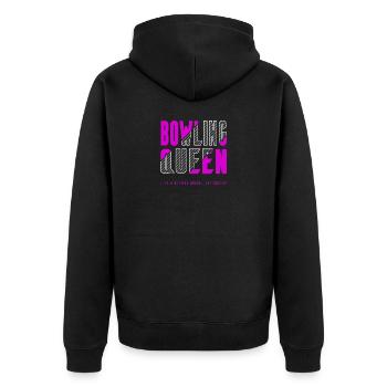 Bowling Queen - Unisex Premium Organic Zip Hoodie - black - Back - Nico (187cm)