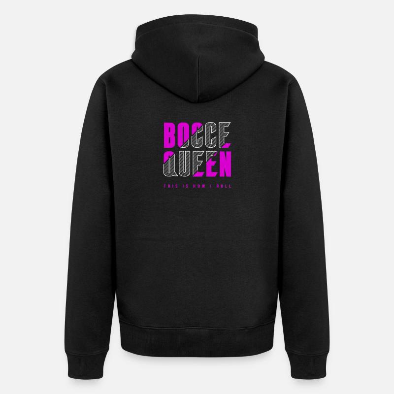 Bocce Königin - Unisex Premium Bio Zip Hoodie - Schwarz