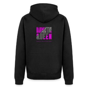 Badminton Queen - Unisex Premium Organic Zip Hoodie - black - Back - Nico (187cm)