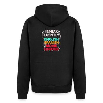 Movies Statement Streaming Film Schauen Cineast - Unisex Premium Bio Zip Hoodie - Schwarz - Hinten - Nico (187cm)