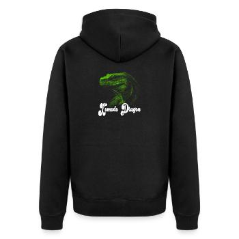 Komodowaran Design - Unisex Premium Bio Zip Hoodie - Schwarz - Hinten - Nico (187cm)