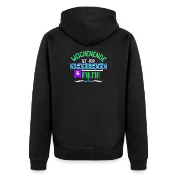 Cineast Binge Watching Movies Theater Statement - Unisex Premium Bio Zip Hoodie - Schwarz - Hinten - Nico (187cm)