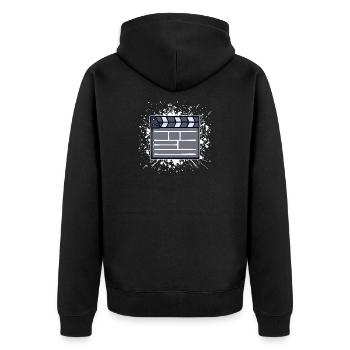 Filmabend Theater Movies Streaming Binge Watching - Unisex Premium Bio Zip Hoodie - Schwarz - Hinten - Nico (187cm)